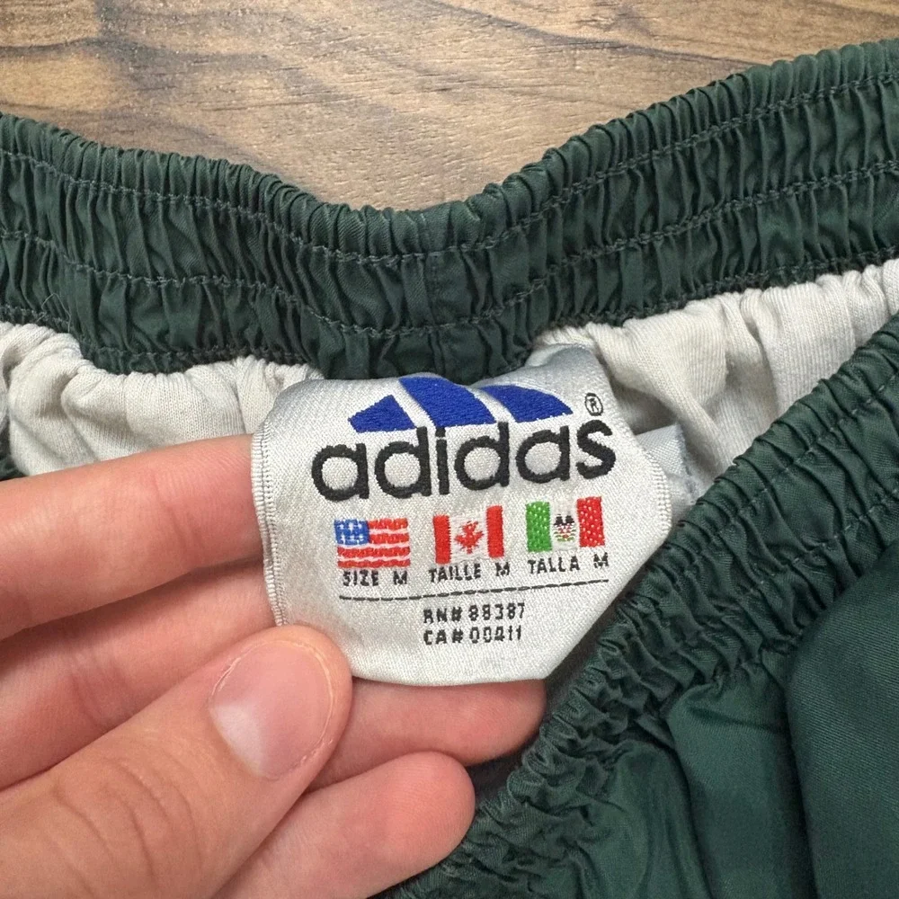 Vintage Y2K Adidas Track Pants Mens M Green Snap Button Tear Away 90s Athletic